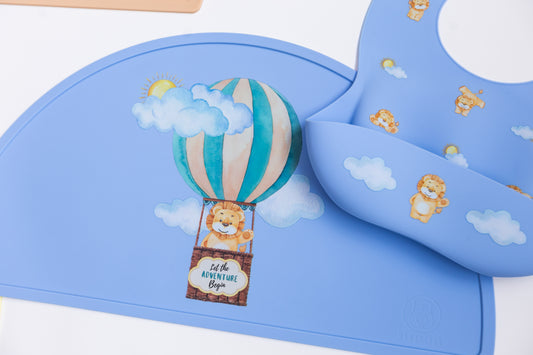Powder Blue - Silicone Bib and Mat combo