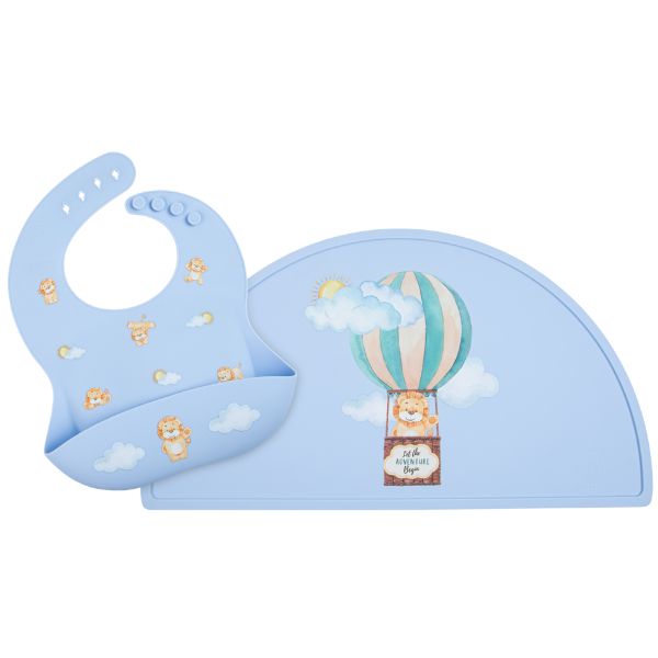 Powder Blue - Silicone Bib and Mat combo