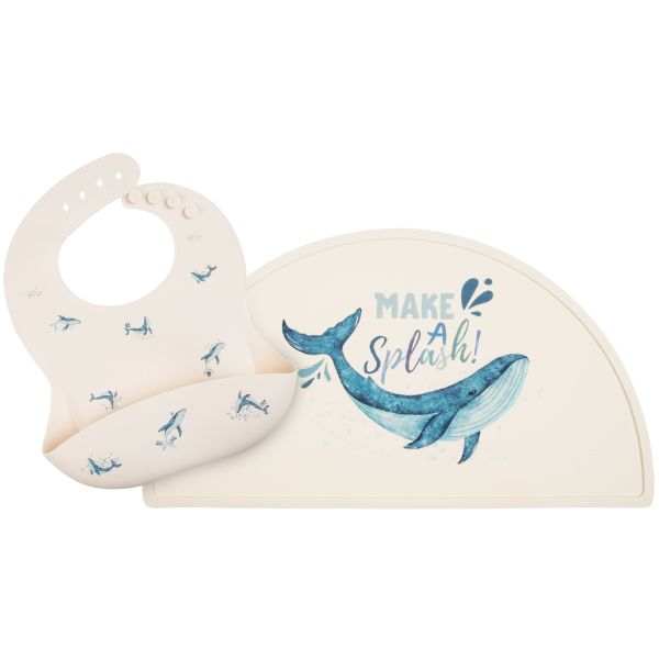 Marshmallow - Silicone Bib and Mat combo